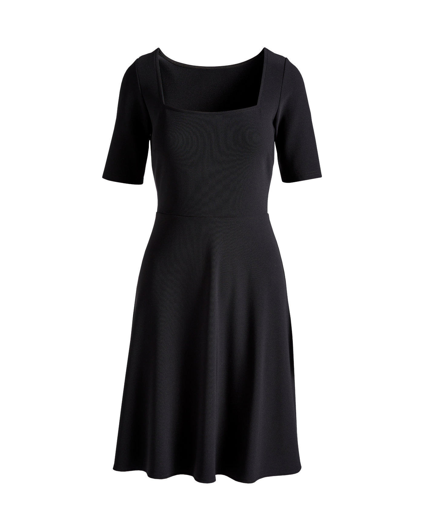 green emerald velvet dress Square Neck Fit and Flare Midi Dress Black / Large main image 1
