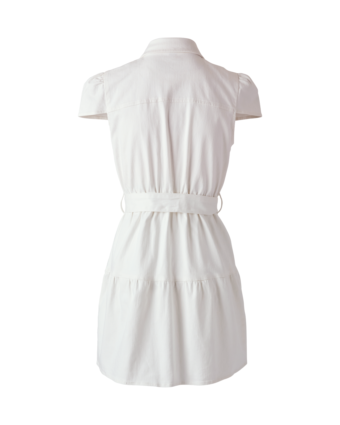 white denim dress with belt Sosandar Ivory Belted Denim Midi Dress