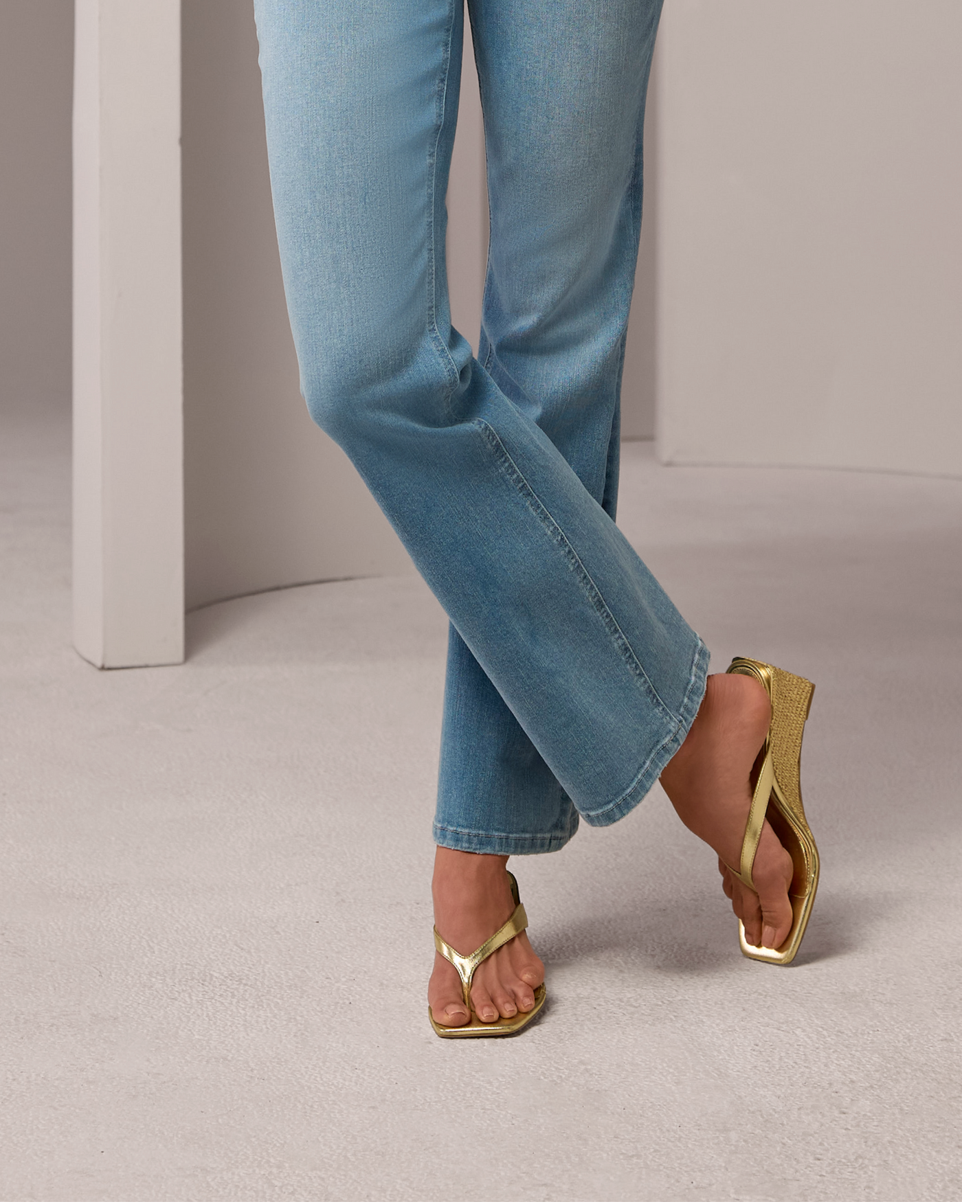 Vince Camuto Metallic Raffia Thong Wedge - Gold | Boston Proper