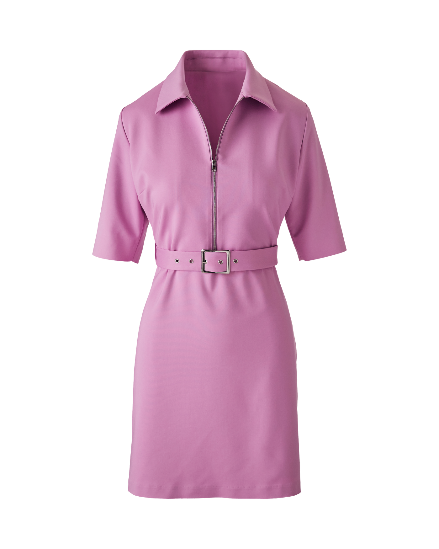 Modern Collared Zip Up Belted Dress Orchid | Boston Proper