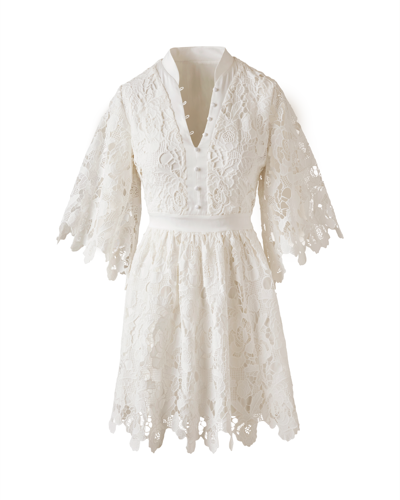 button up lace dress Button-Front Lace Midi Dress
