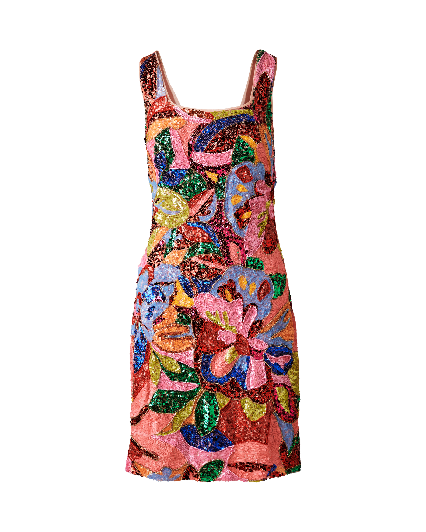 All Over Beaded Square Neck Mini Dress - Multi | Boston Proper