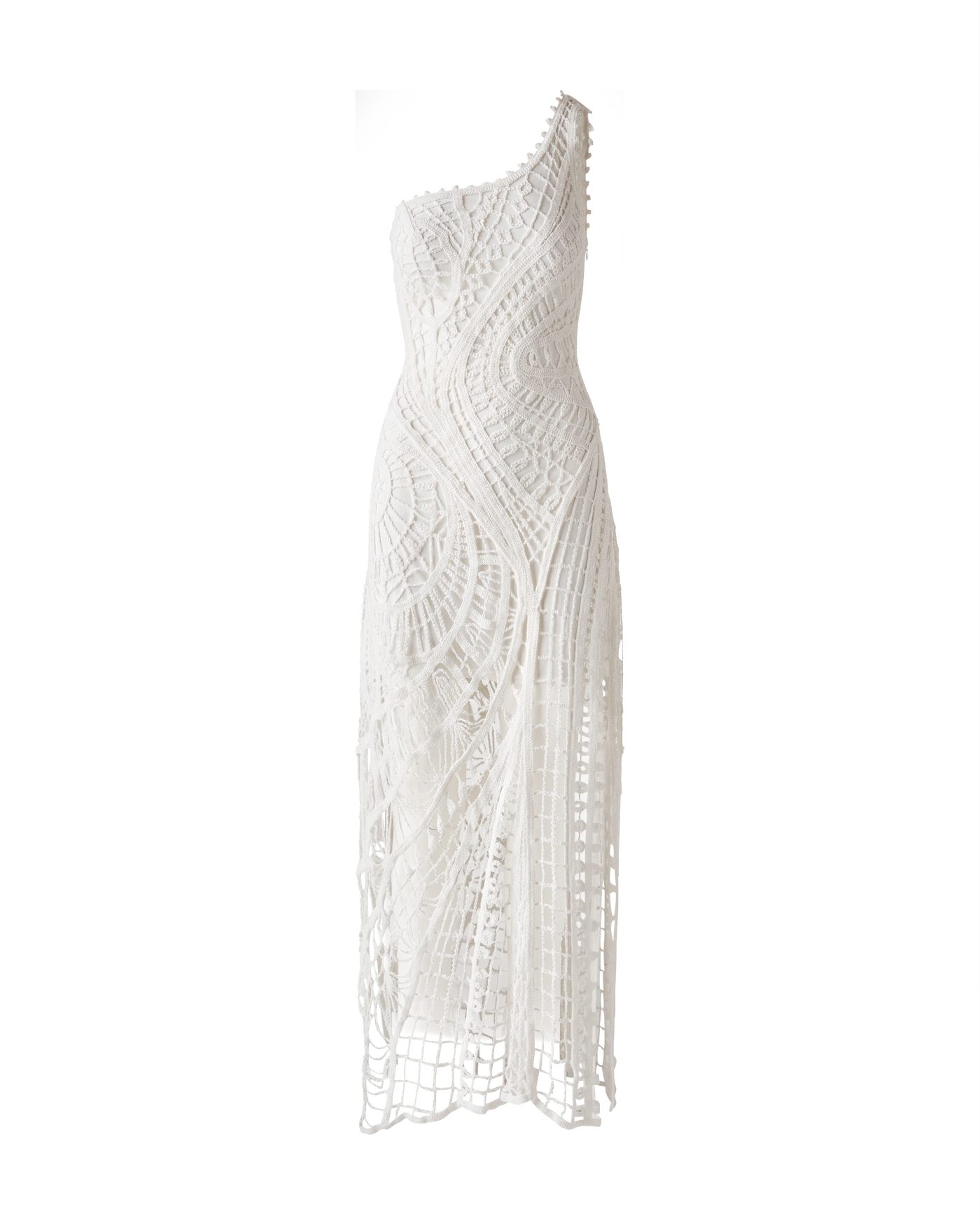 One Shoulder Crochet Maxi Dress - Pure White | Boston Proper