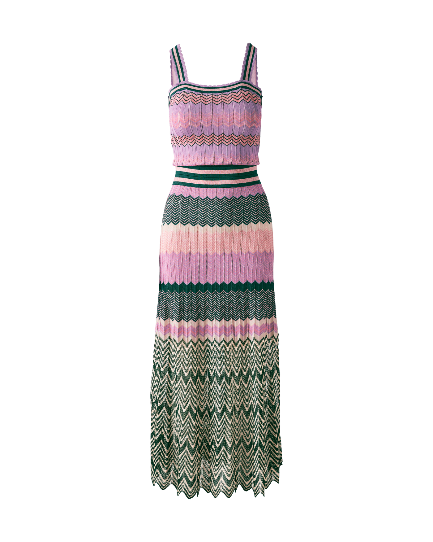 Contrast Chevron Knit Midi Dress - Green Multi | Boston Proper