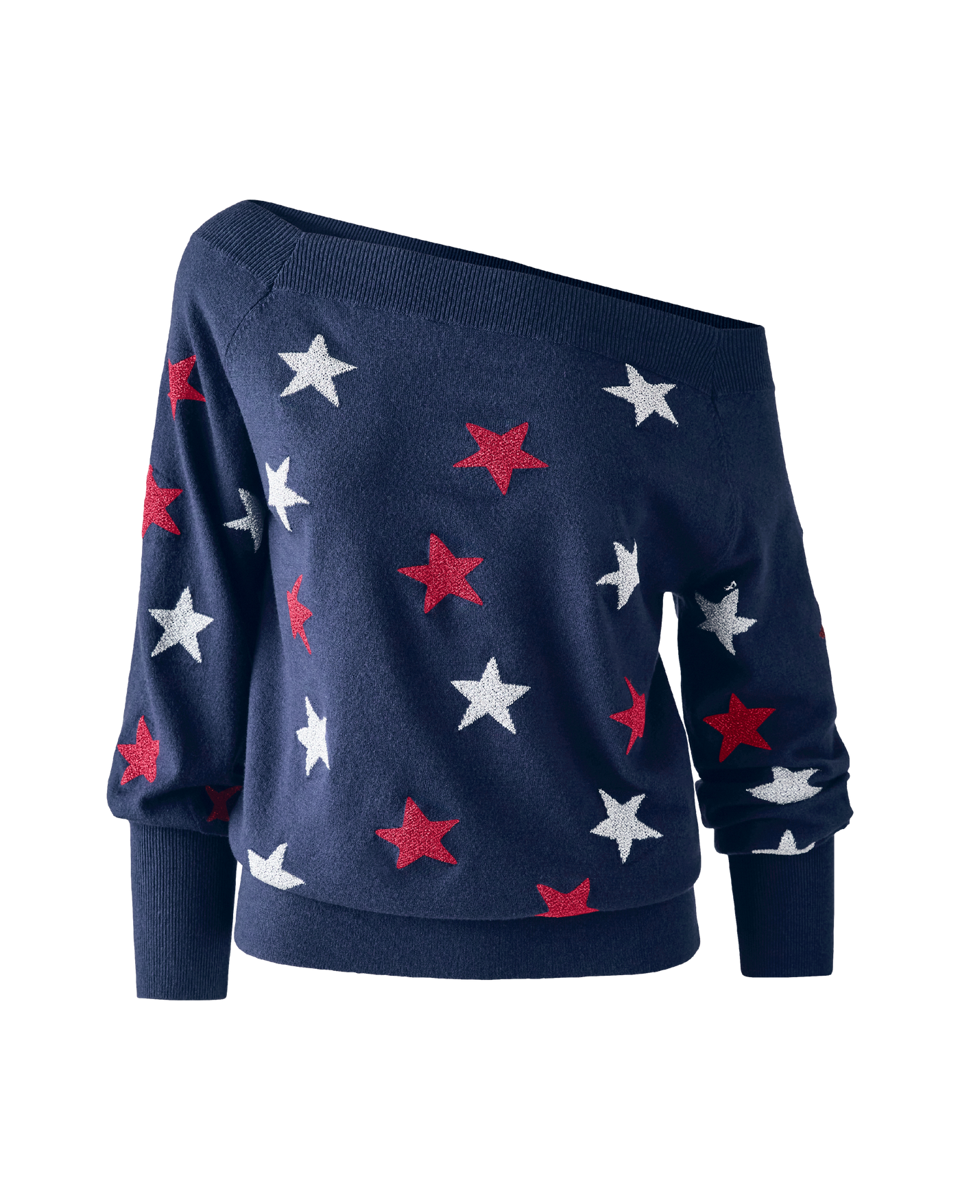 Glittering Star Intarsia Slouchy Sweater - Sparkling Stars