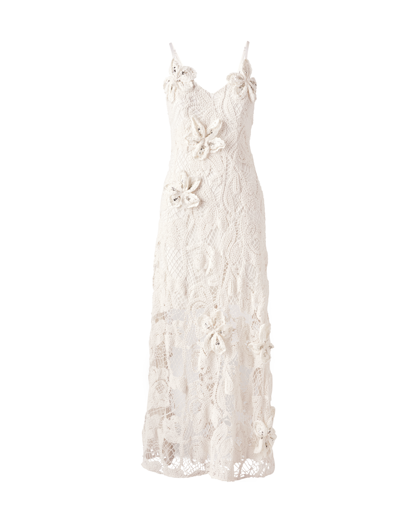 3D Floral Crochet Embellished Maxi Dress - White | Boston Proper