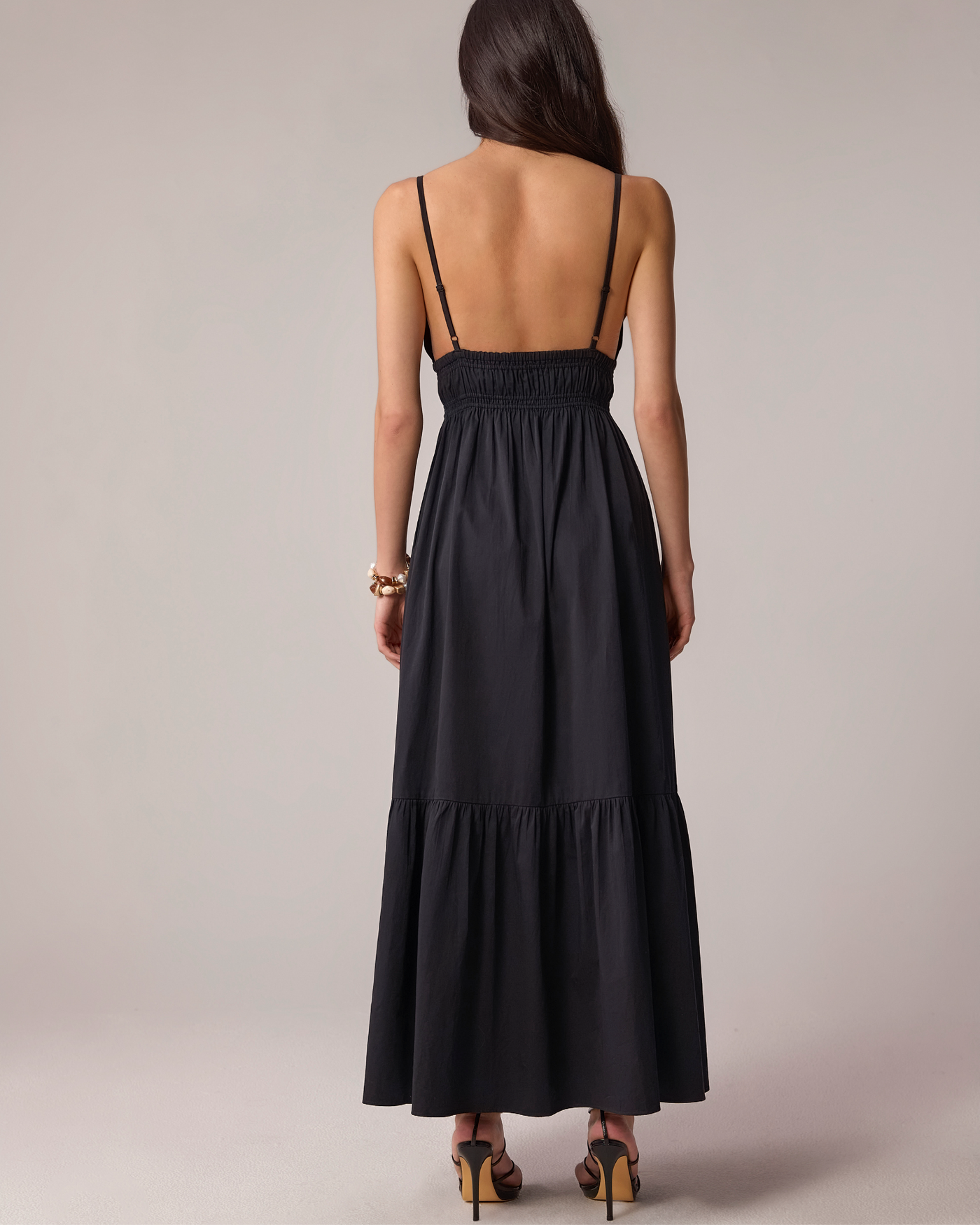 Boston Proper - Black - A Line Smocked Bodice Maxi Dress - XL