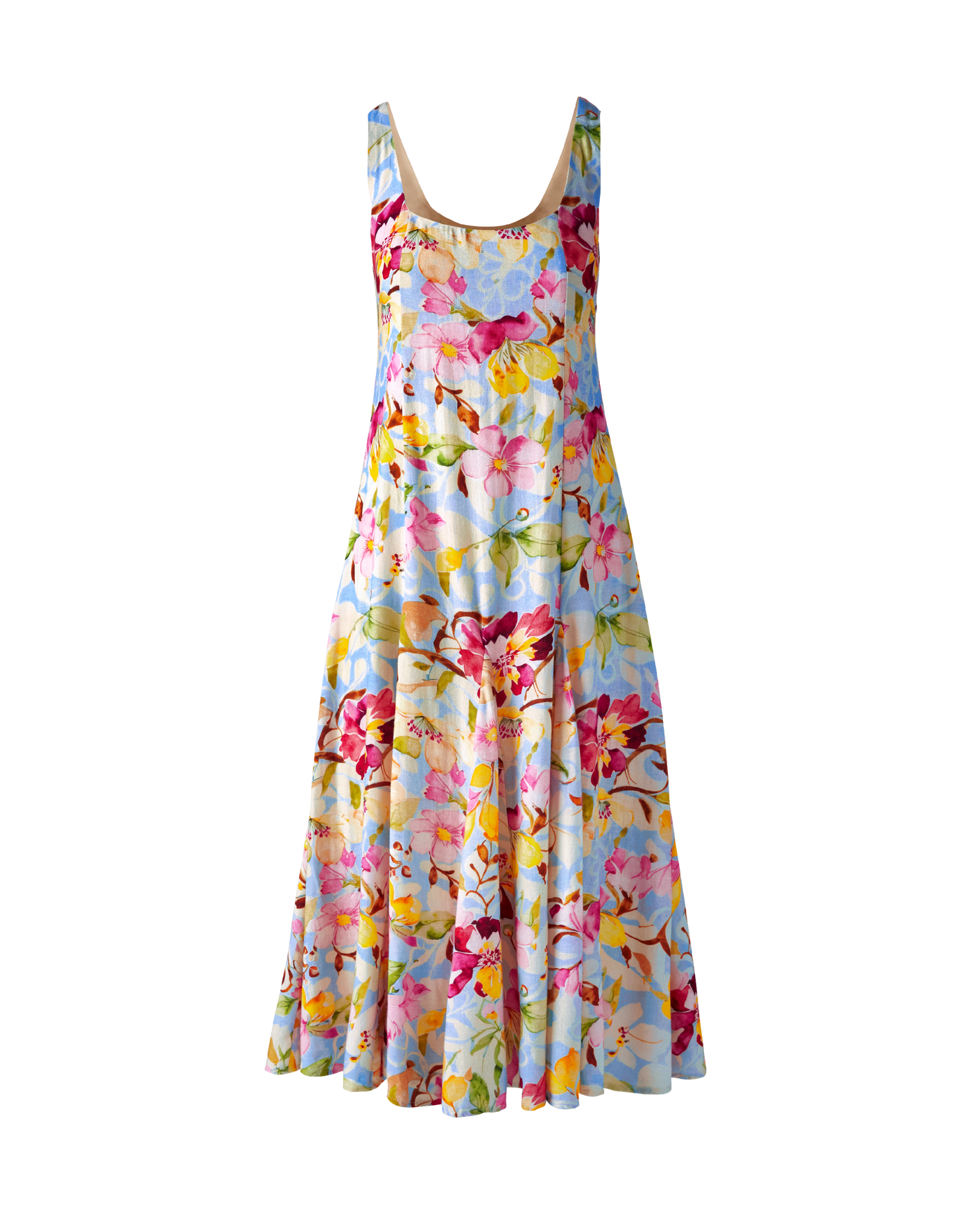 square neck short sleeve ruched floral midi dress Hazel Blues | Printed Square Neck Short Sleeve Midi Dress
