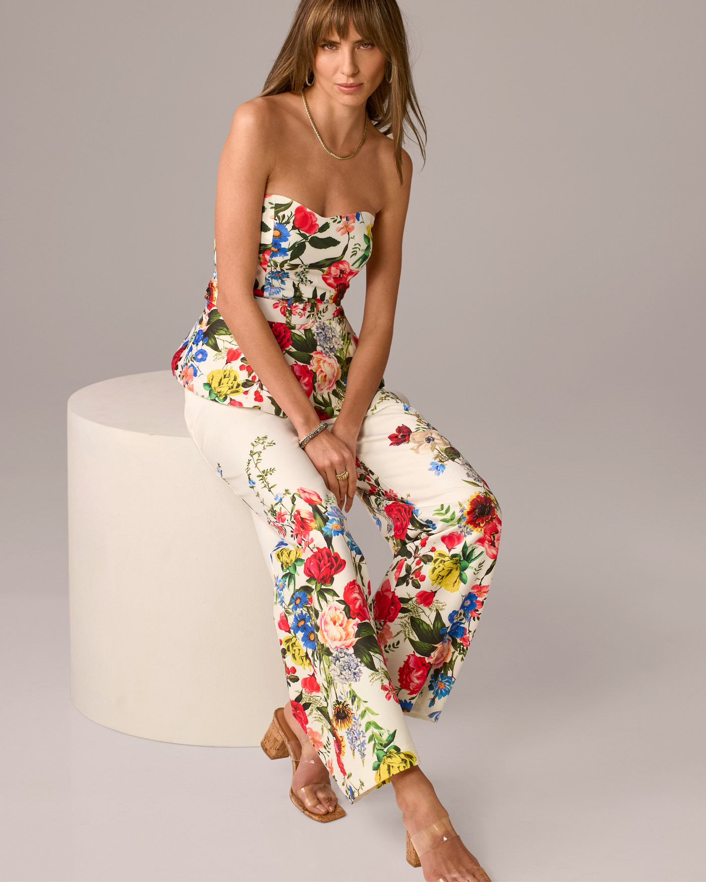 Printed Strapless Belted Peplum Top - Florence Garden | Boston Proper