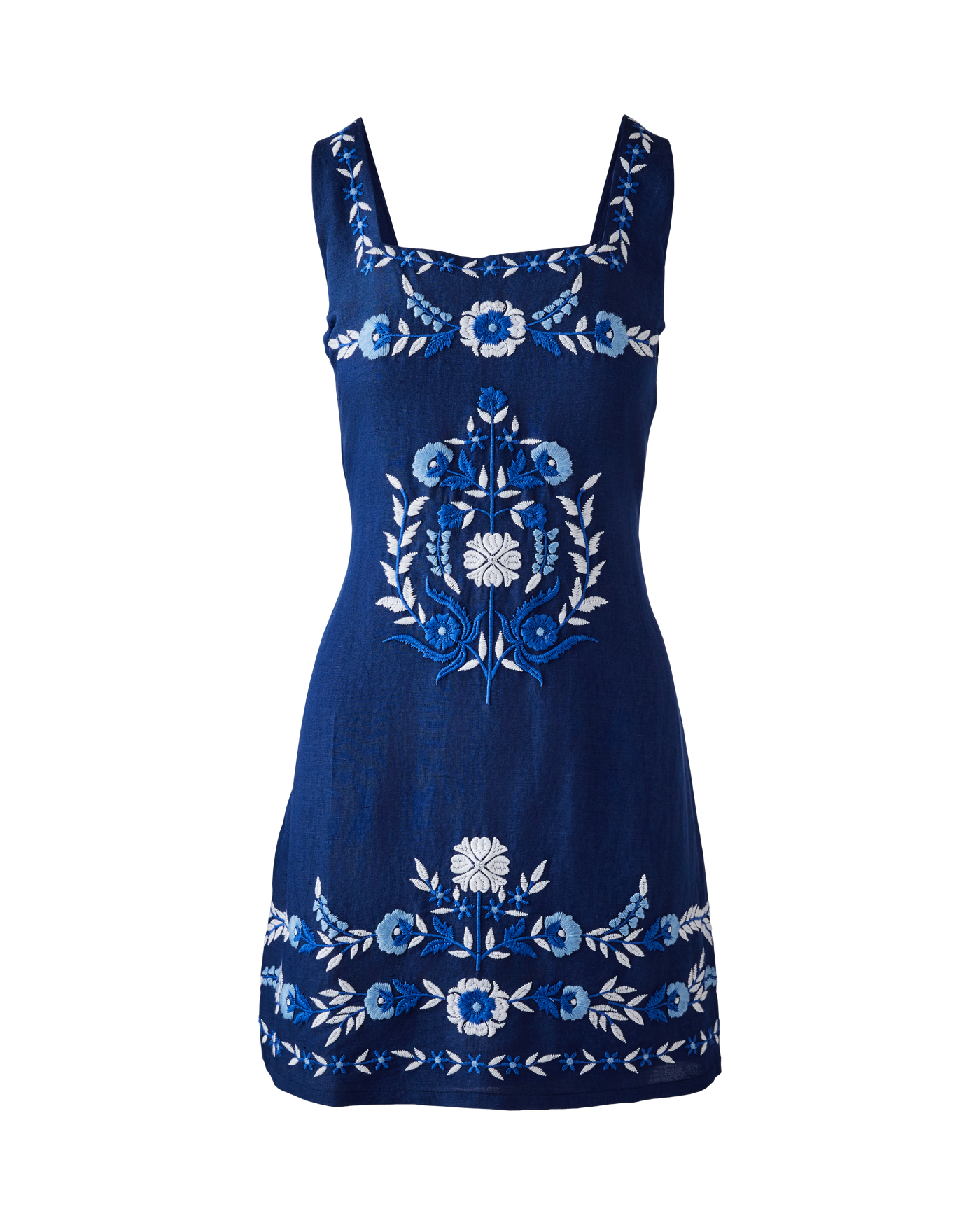 blue jean formal dress Mable Blue Embroidered Tiered Mini Dress – Genevieve Lake Geneva