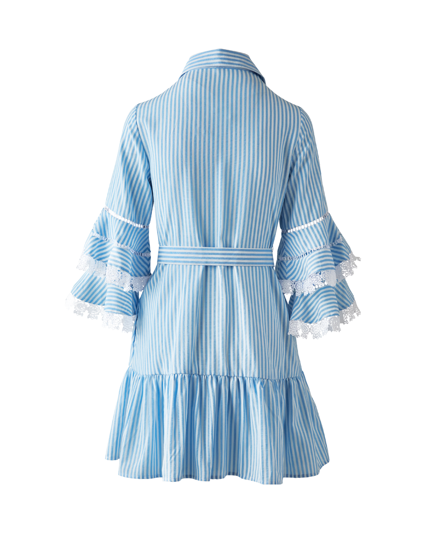 Boston Proper - Blue Bell Stripe - Striped Flare Sleeve Shirt Dress - Small