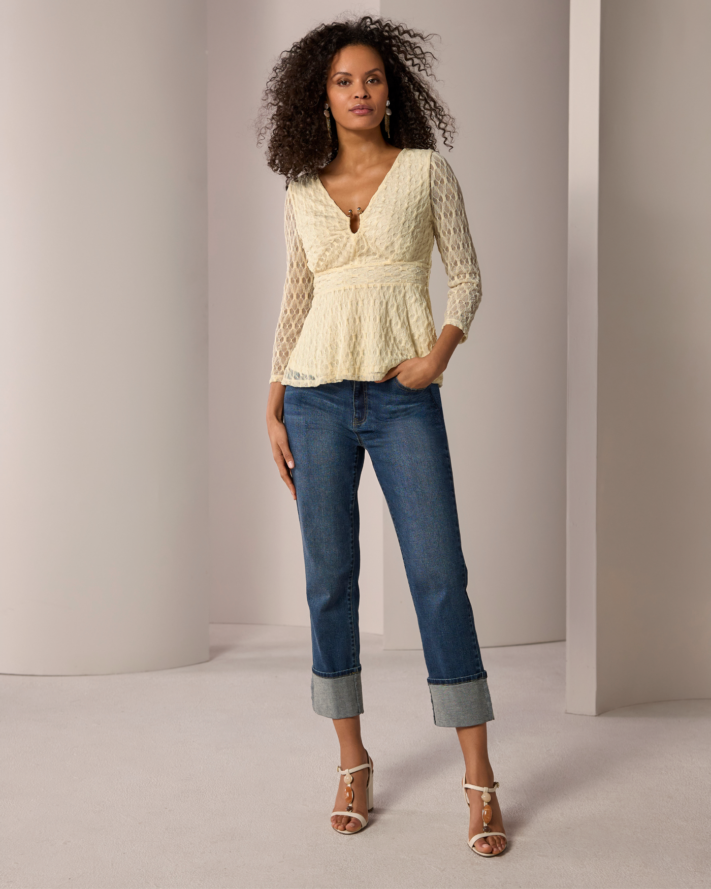 Textured Knit Top with Beaded Neck Detail White Swan | Boston Proper