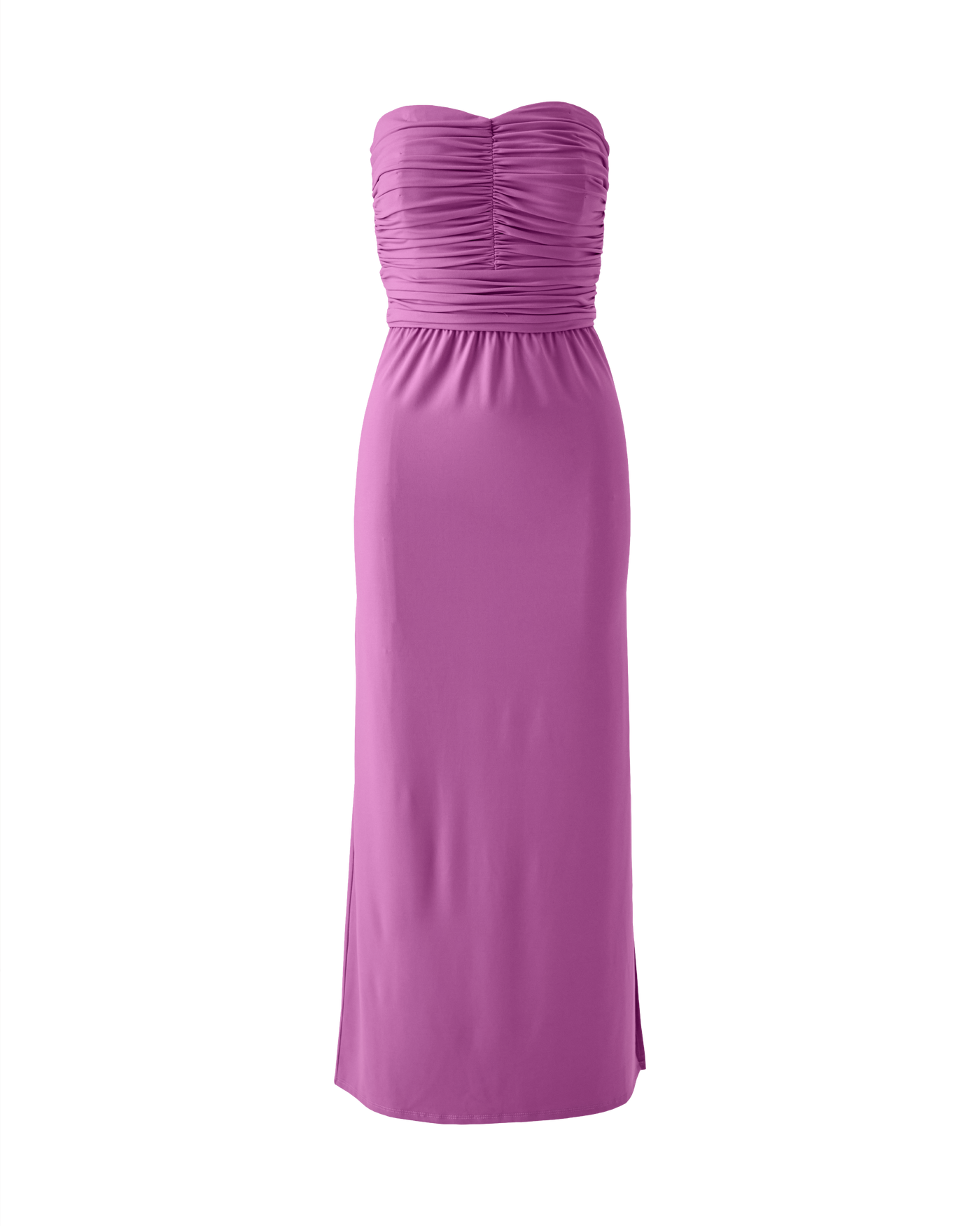 Strapless Ruched Knit Maxi Dress - Radiant Orchid | Boston Proper