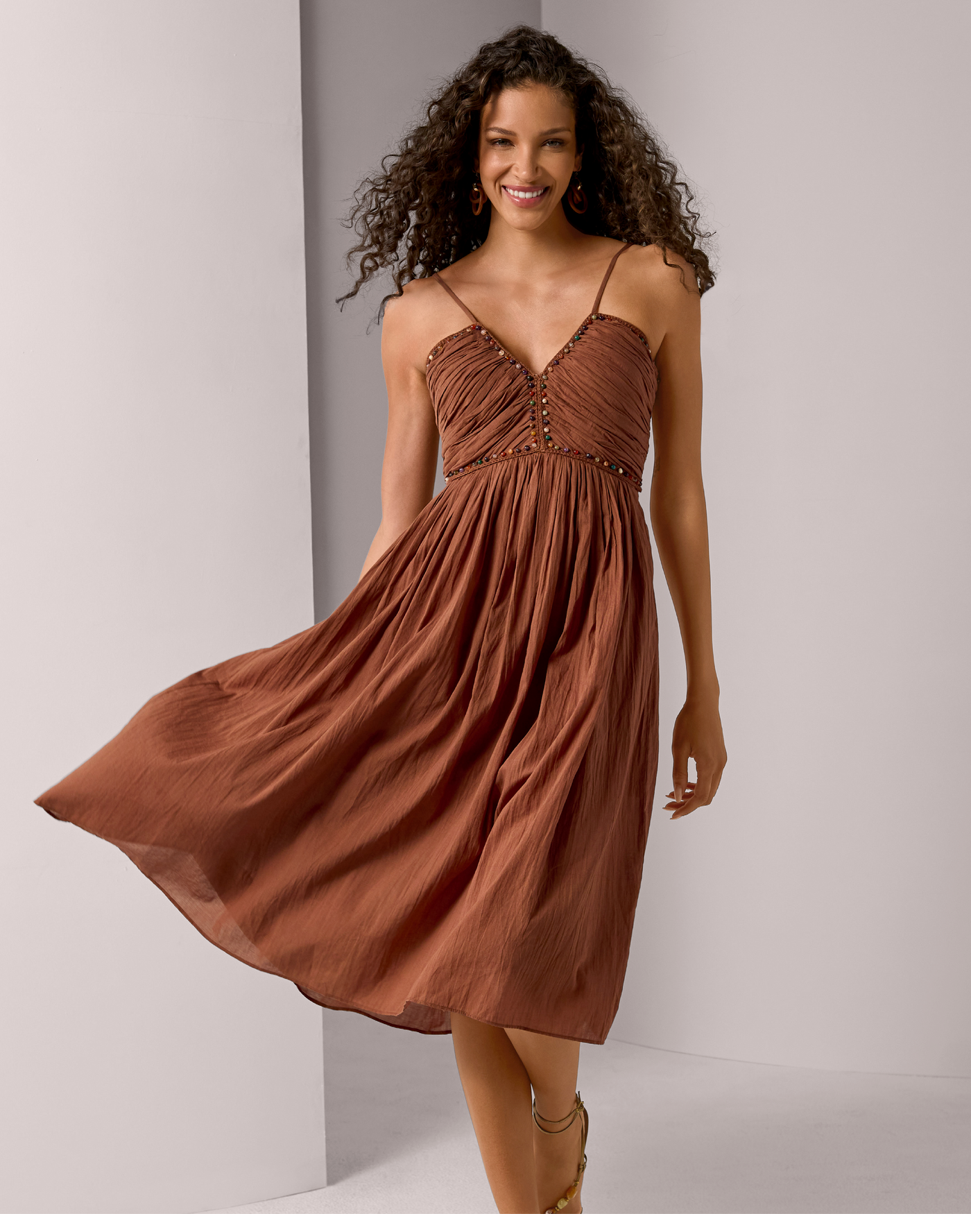 brown dress with shells boohoo Women's Shell Embellished Beach Dress in Chocolate | Size: Medium