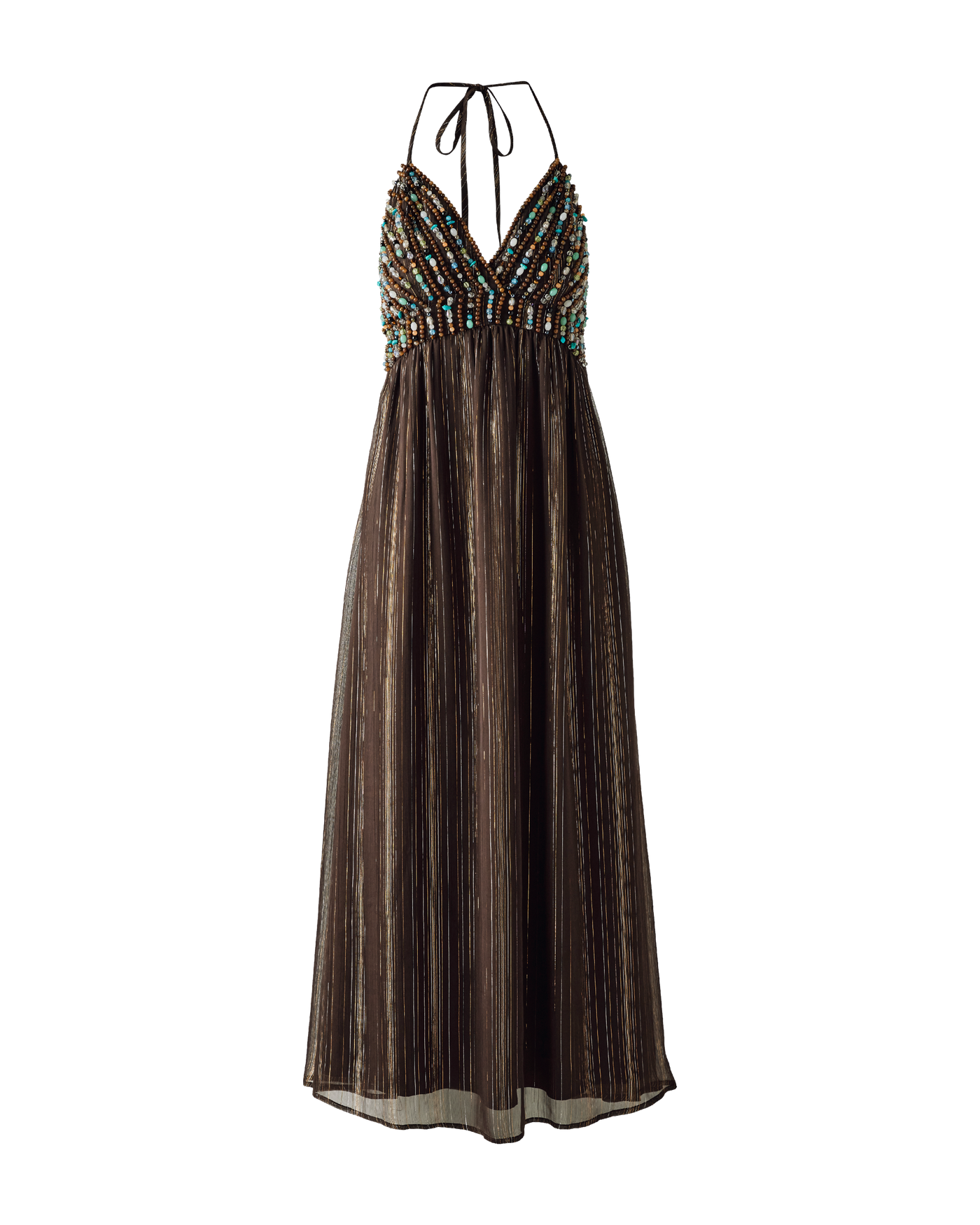 beaded halter maxi dress Okun Beaded Halter Neck Maxi Dress  KLNTR