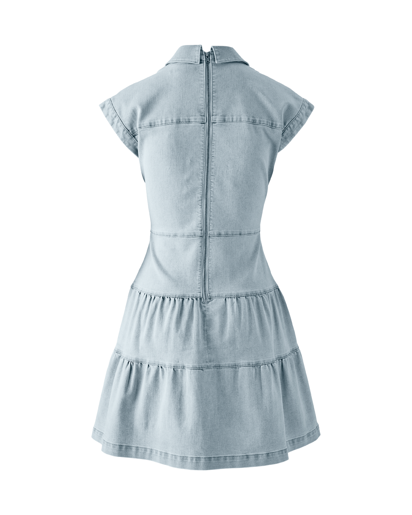 boston proper denim dress Three Quarter Sleeve Belted Denim Shirt Dress Medium Wash