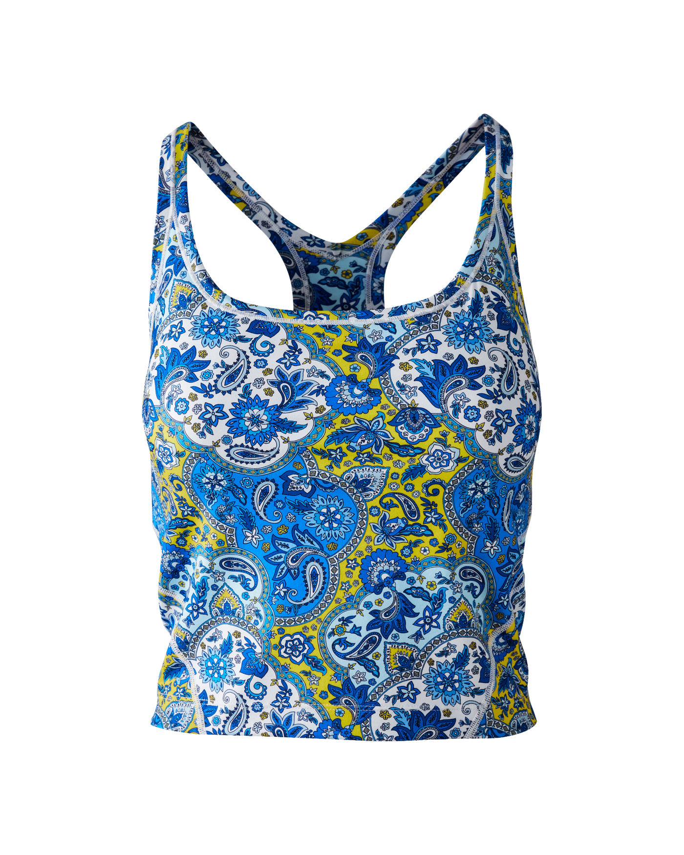 Pickletini Paisley Pop Racerback Performance Tank - Blue Paisley