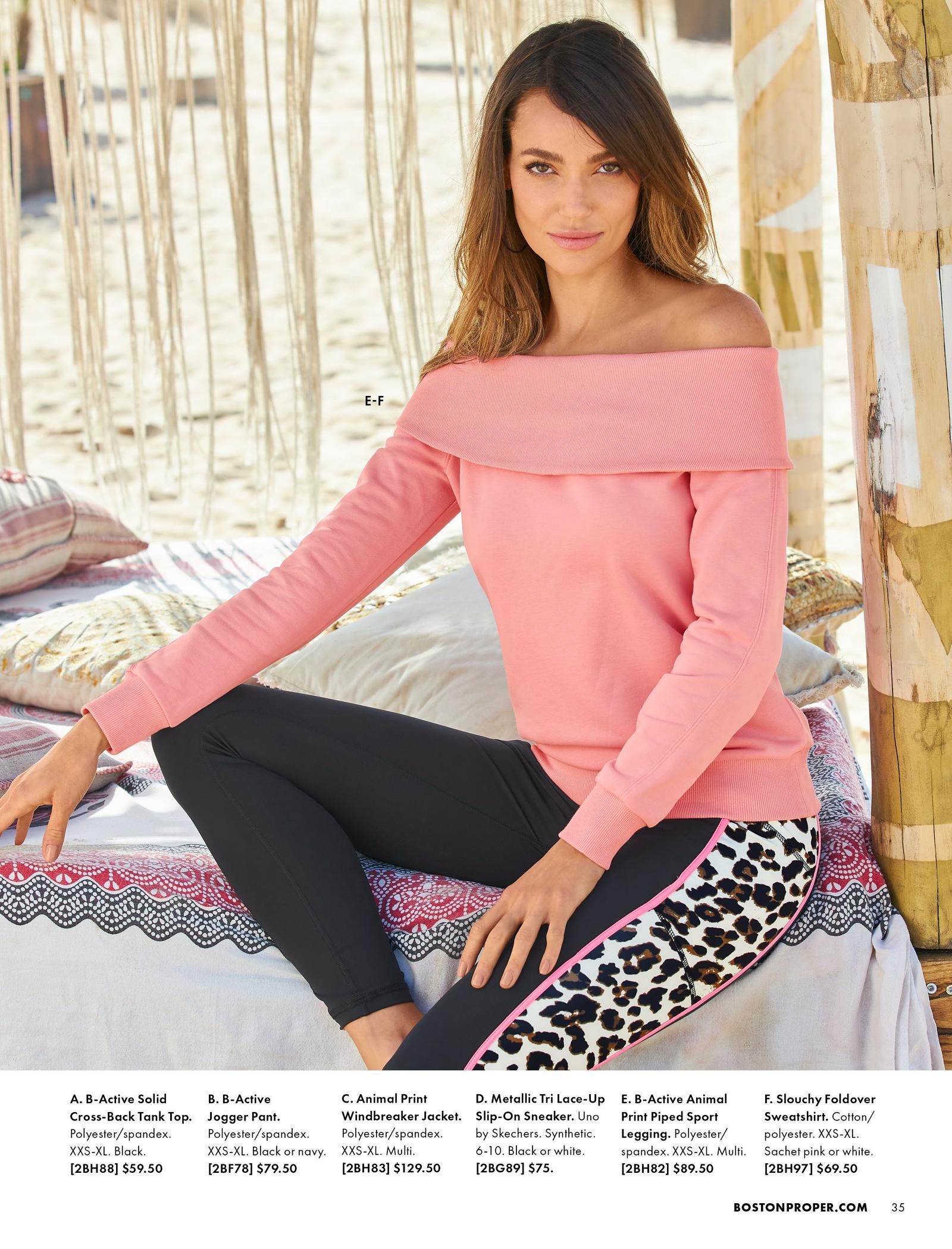 model wearing a pink fold over off-the-shoulder sweatshirt and leopard print leggings.