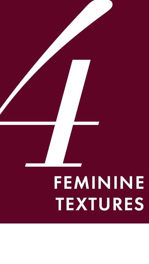 white text on burgundy background: feminine textures.