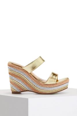 metallic double strap espadrille