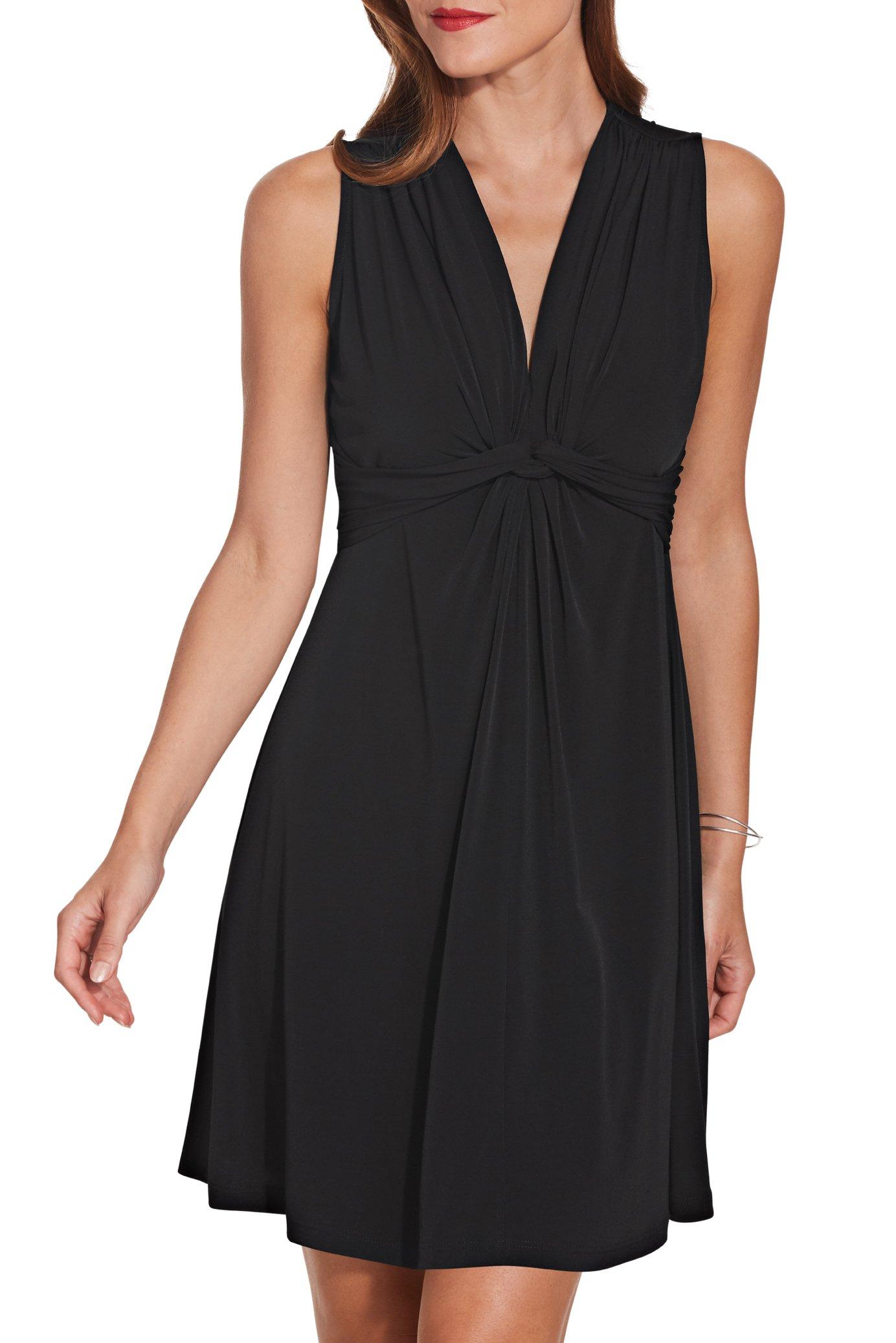 sleeveless knot front dress