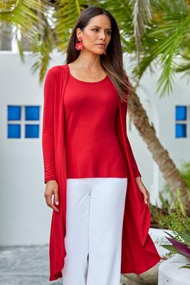 one-piece knit top-duster combo