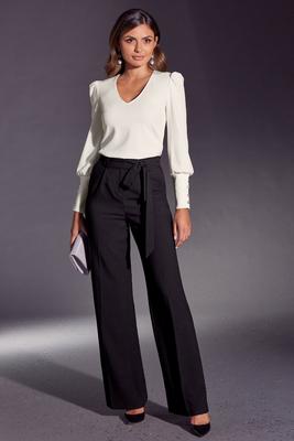 high waist tie crepe pant