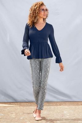 button babydoll long-sleeve top