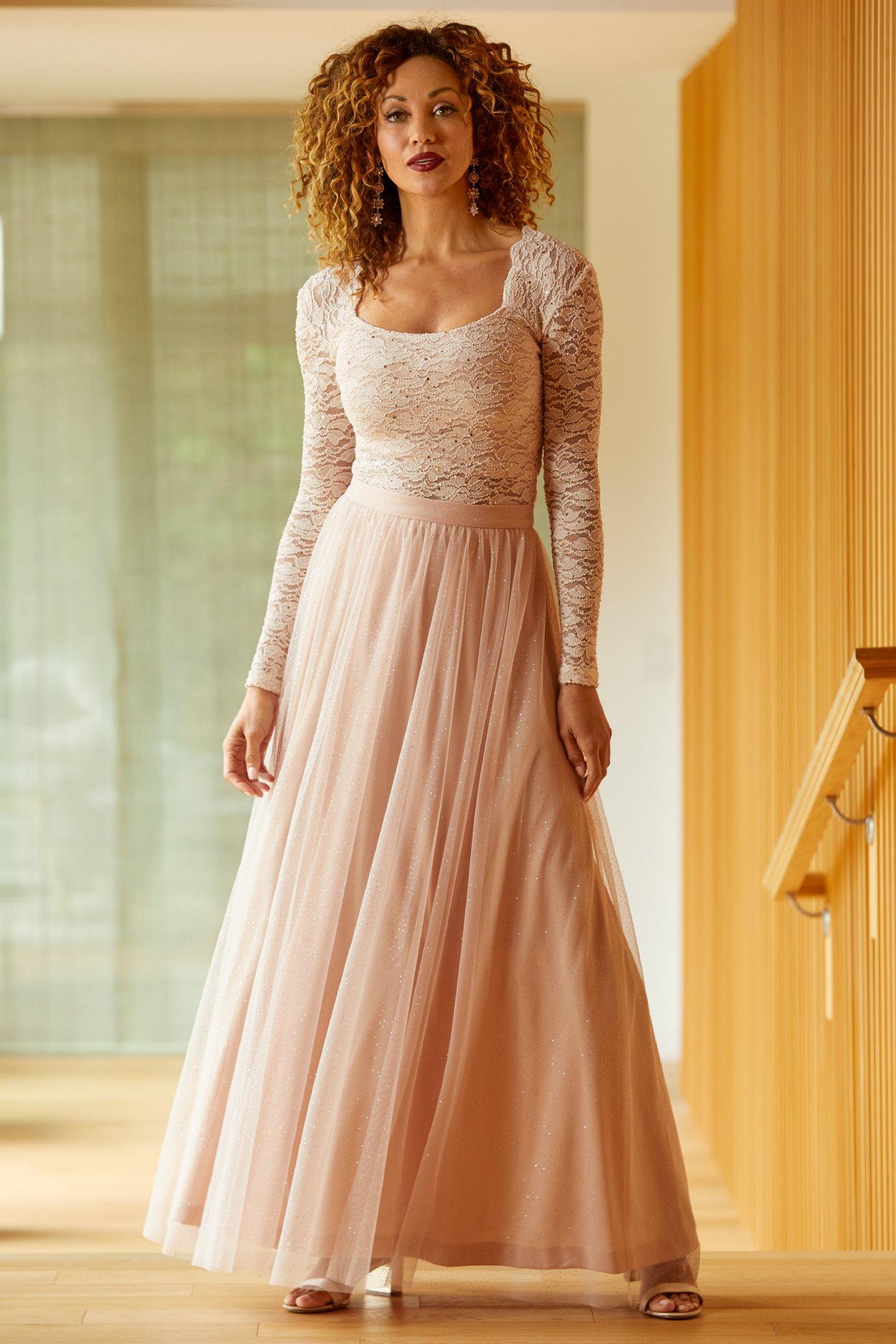 blush tulle maxi skirt