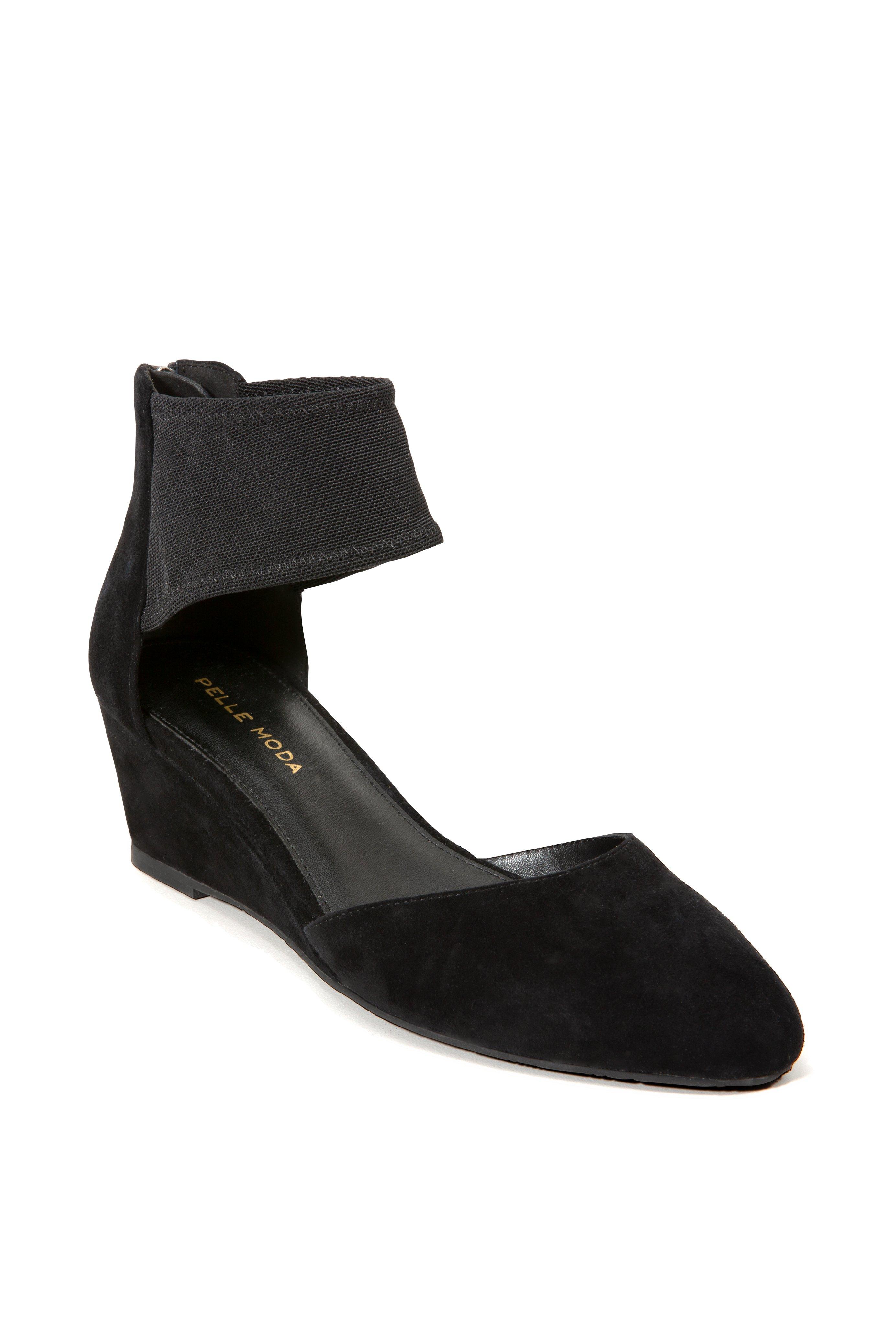 black wedge closed shoes