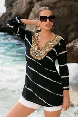 tie-dye embellished tunic top