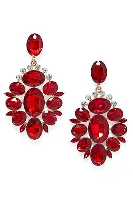 red holiday drop earrings