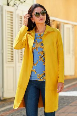 faux-suede soft long jacket