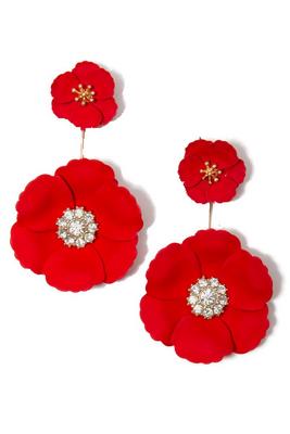 3d double floral earrings