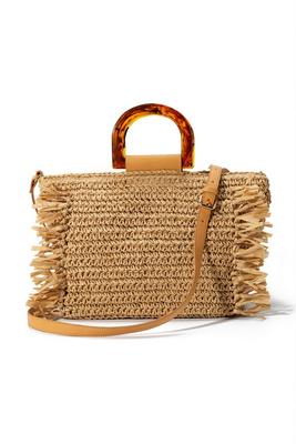 straw tortoiseshell handle bag