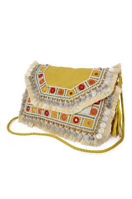 embroidered and embellished clutch