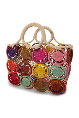 multicolor woven medallion tote bag