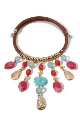 multi beaded dangle choker necklace
