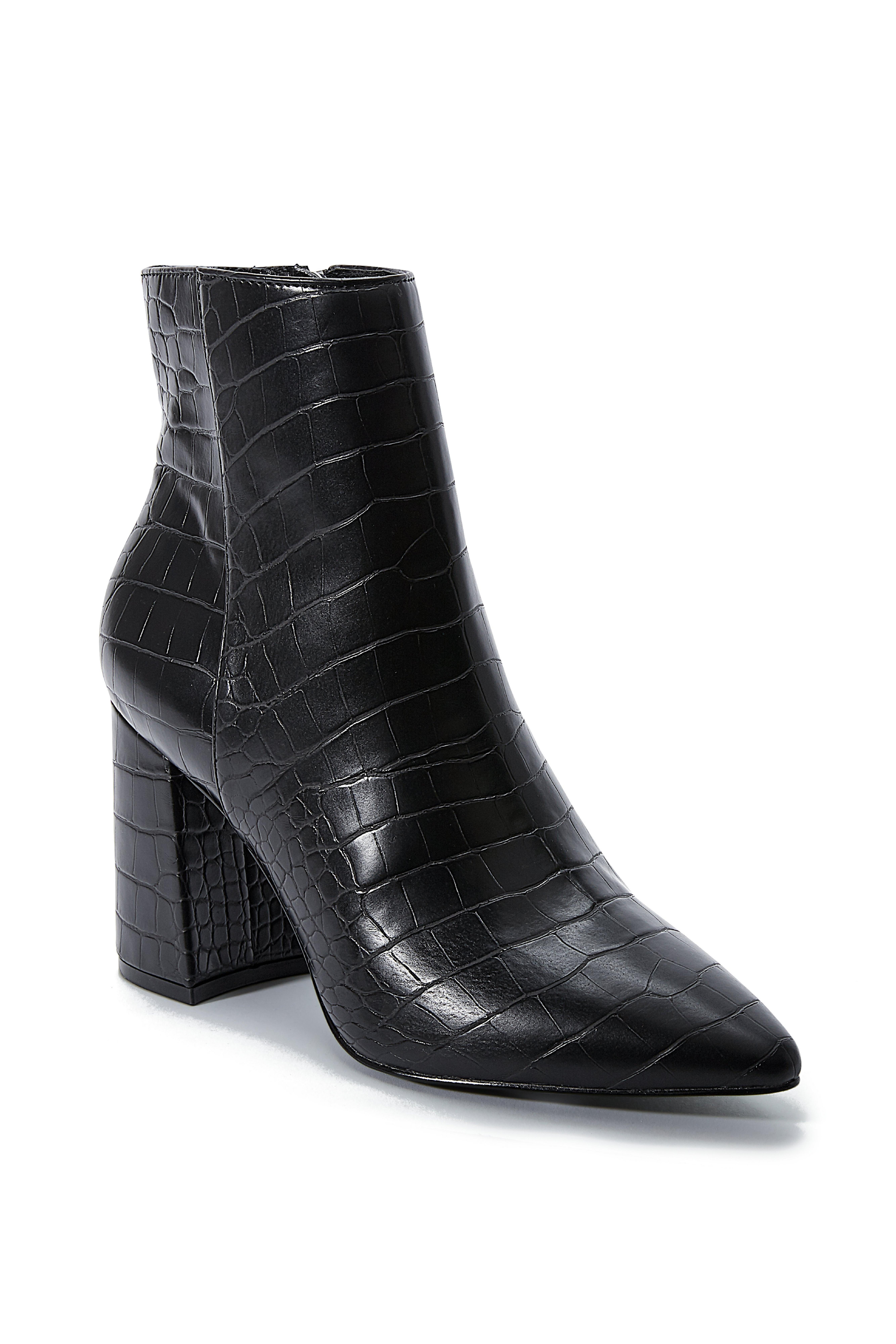 Pointed-toe Faux-leather Croc Bootie | Boston Proper