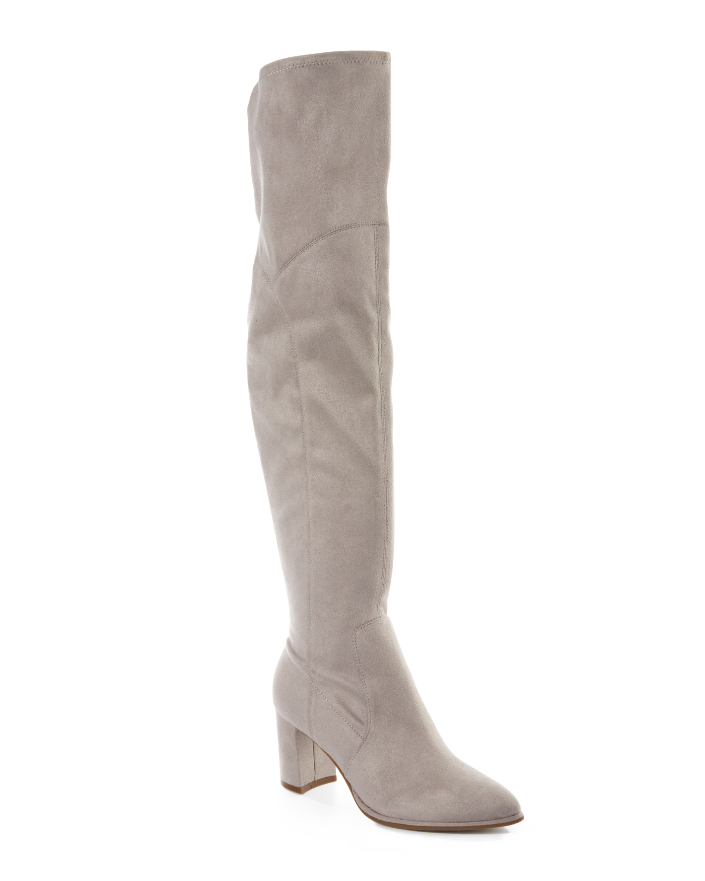 Suede Over The Knee Boot Light Gray