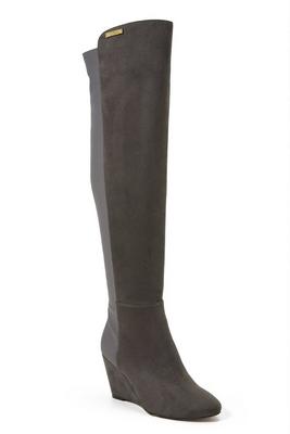 suede stretch-back wedge boot
