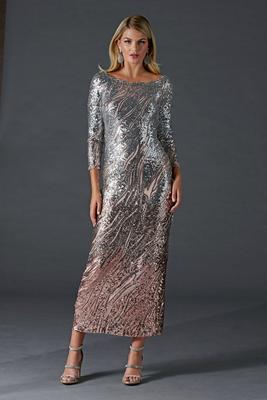 elegant off-the-shoulder ombre sequin gown