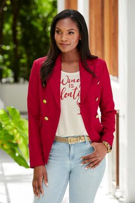 crepe double-breasted blazer