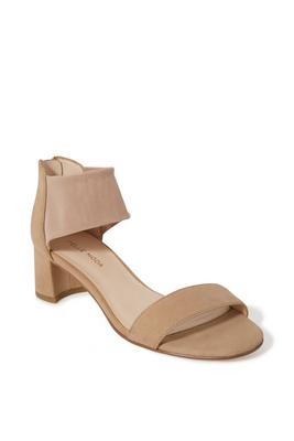 single-strap mesh block heel shoe