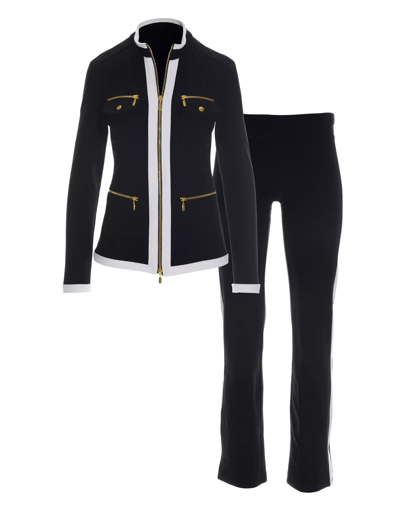 Chic Zippered Sport Coordinate Set - Black / White | Boston Proper