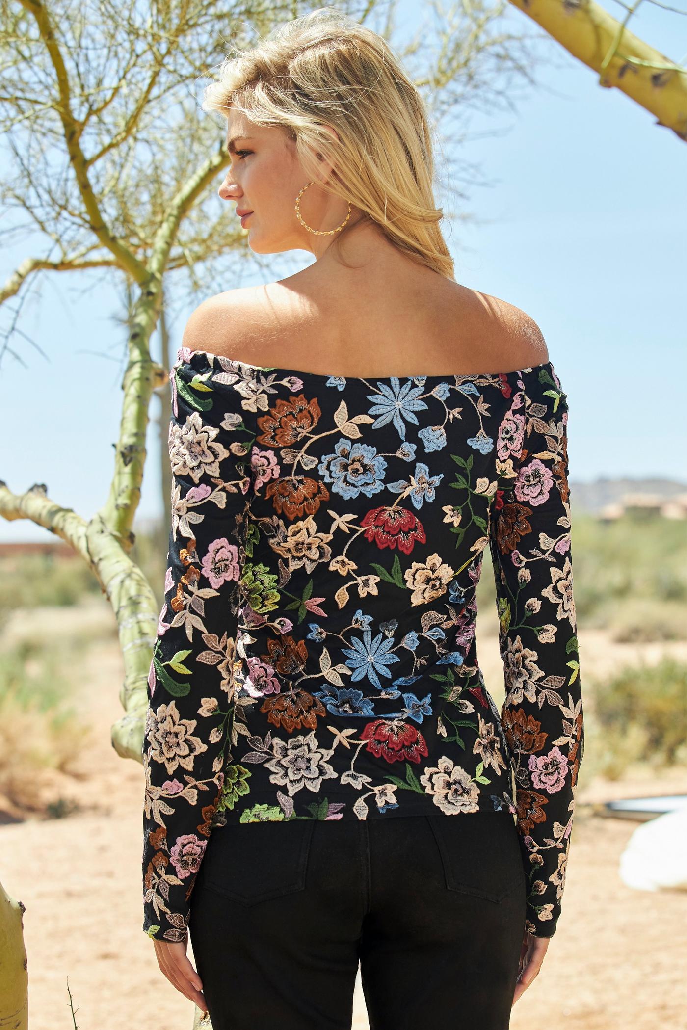 Colorful Floral Lace Top - Black Multicolor | Boston Proper