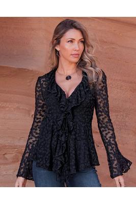 Display product reviews for Lace Knit Ruffle Tunic Top