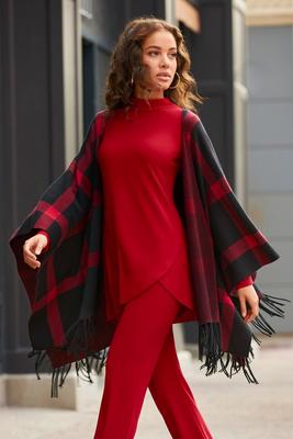Display product reviews for Plaid Fringe Poncho