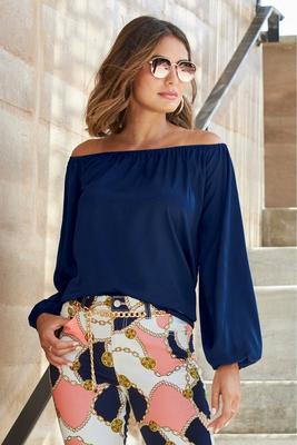 Anna Off-The-Shoulder Charmeuse Blouse