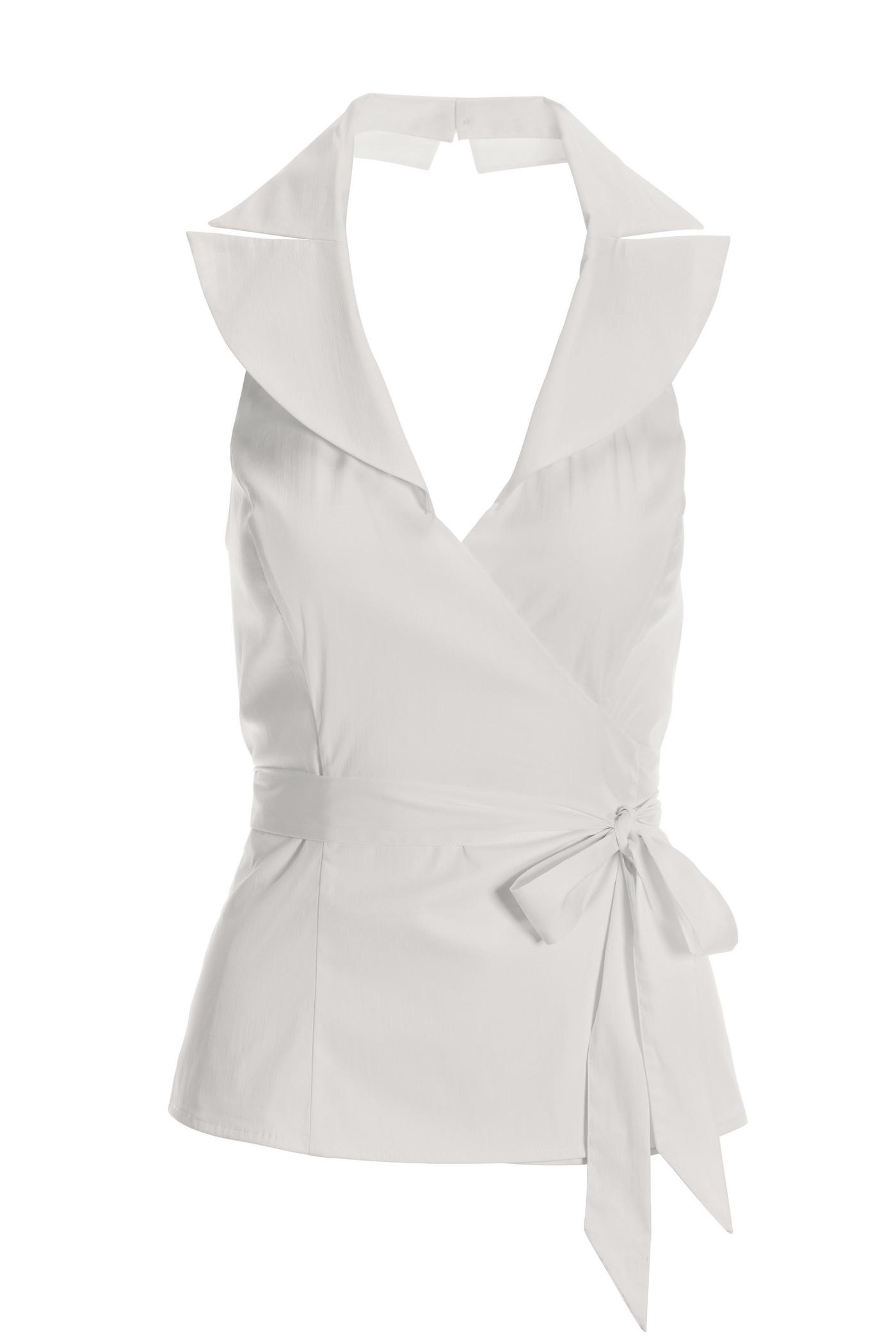 Sleeveless Halter Wrap Top - White – Boston Proper